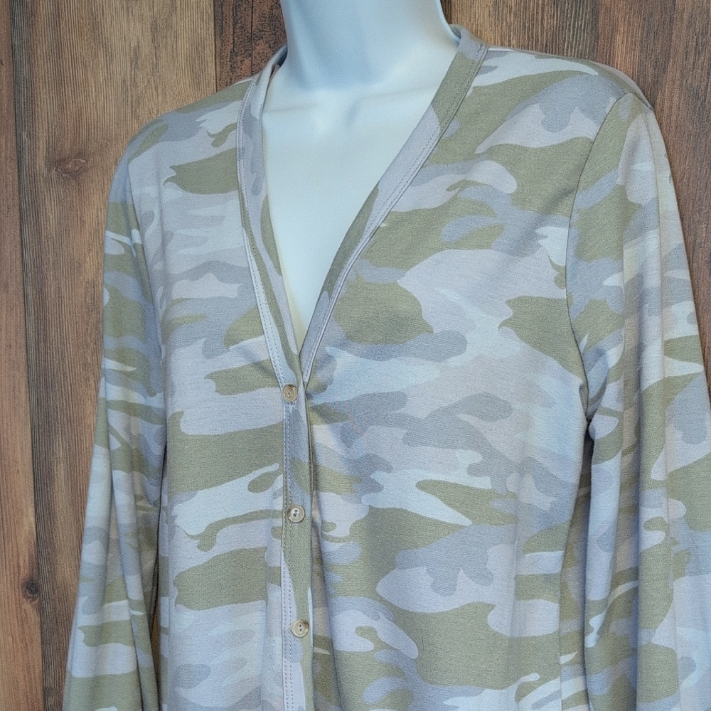 White Birch Camouflage Button Down Pajama Robe Dress S C162